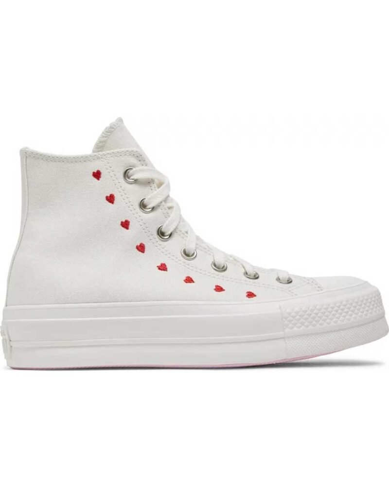 Converse Chuck Taylor All Star Lift Platform High Embroidered Hearts White 1