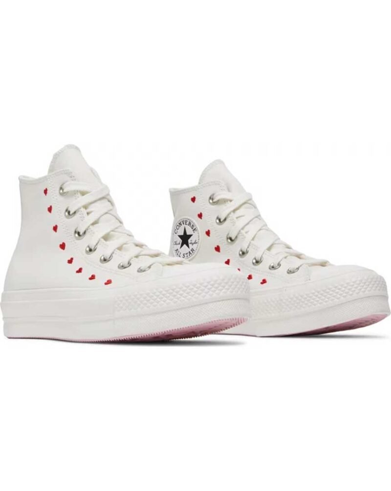 Converse Chuck Taylor All Star Lift Platform High Embroidered Hearts White 2