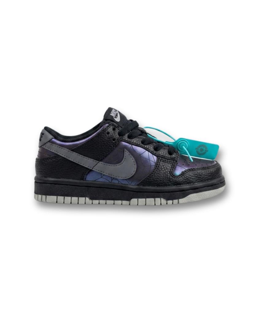 nike dunk low kids spider man noir violet iridescent
